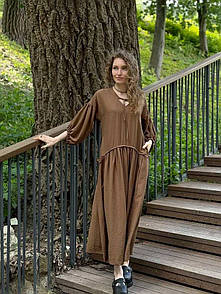 Жіноча сукня лляна вільного крою з рукавами-ліхтариками NORA KVITIN MKNK2064