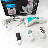 Епілятор Gemei GM-7006 4в1 - Професійний бездротовий епілятор бритва з насадками триммер + пемза, фото 8