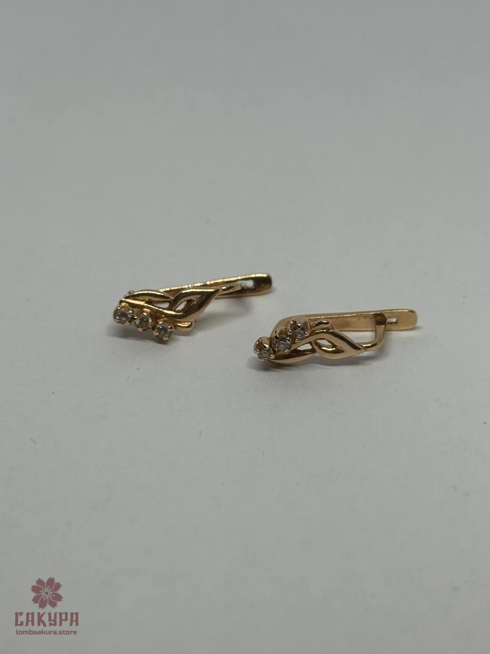 Золоті Сережки зі вставкою цирконій, фото 1