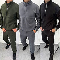 Чоловічий костюм кофта і штани Тканина: двосторонній фліс туреччина Мод :771-810 Колір: хакі, сірий, чорний