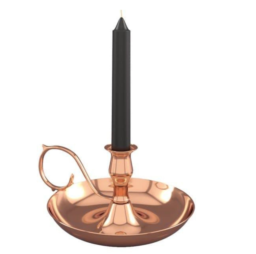 Свічник мідний. Висота - 8см, вага - 155г, діаметр блюдця - 13см, фото 1
