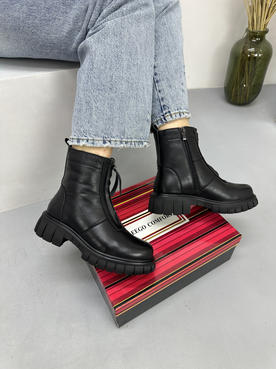 Черевики жіночі зимові MeegoComfort 24A28203-3 Black чорні шкіряні 36, фото 1