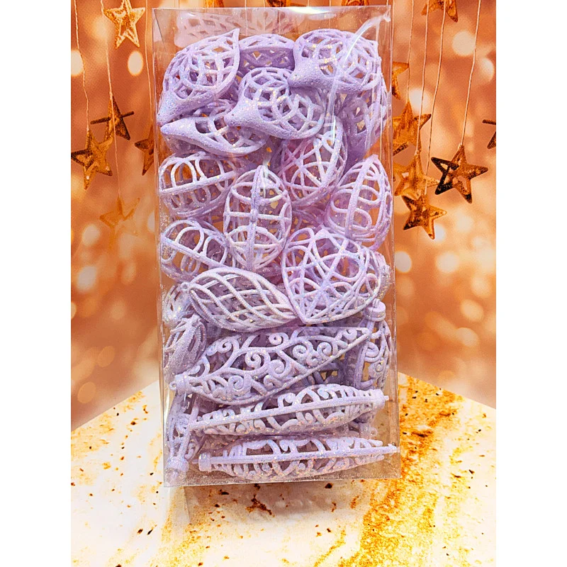 Набір підвісок легкі блискучі стильні акценти для вашої ялинки або святкового декору 40 шт Ліловий, фото 1