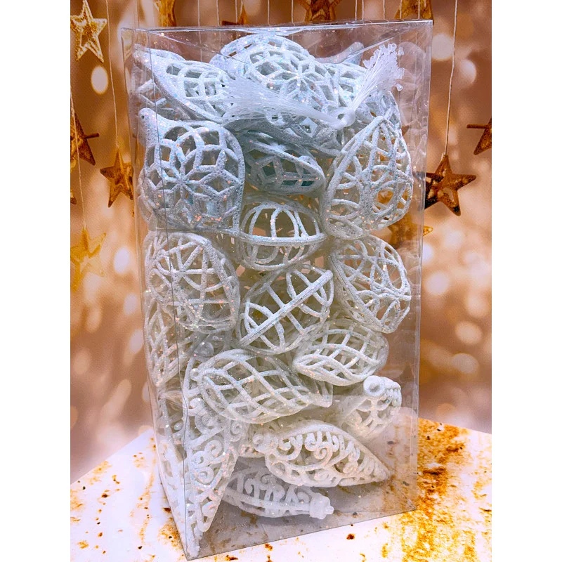 Набір підвісок легкі блискучі стильні акценти для вашої ялинки або святкового декору 40 шт Білий, фото 1