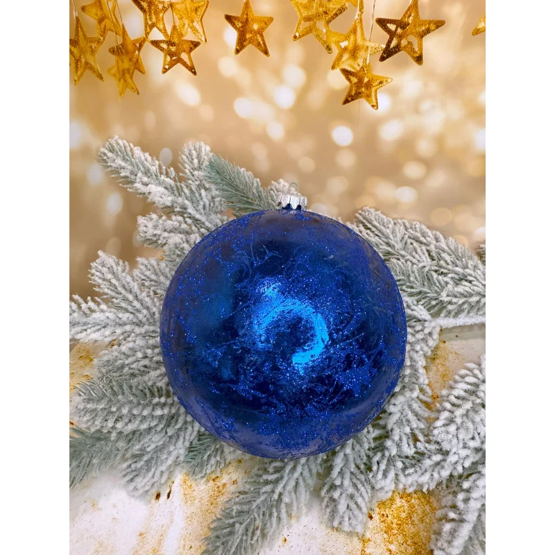 Новорічна куля "Ретро" 150 мм велика стильна прикраса для святкового блиску Синій, фото 1