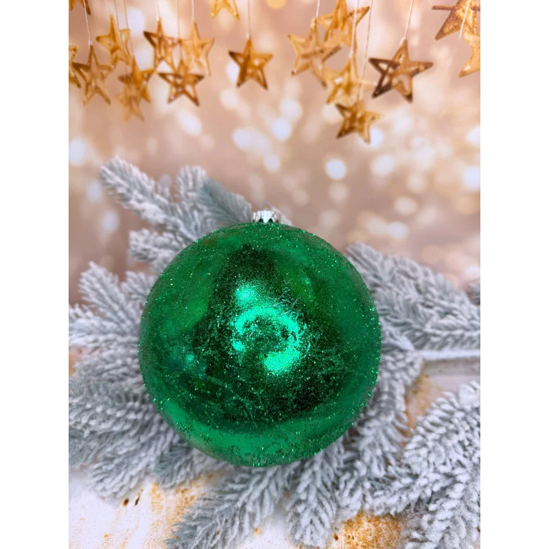 Новорічна куля "Ретро" 150 мм велика стильна прикраса для святкового блиску Зелений, фото 1