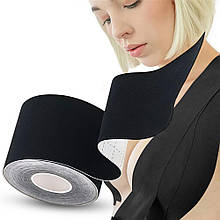 Бюстгальтер-стрічка (кінезіотейп) для підтяжки грудей, без бретельок Чорний