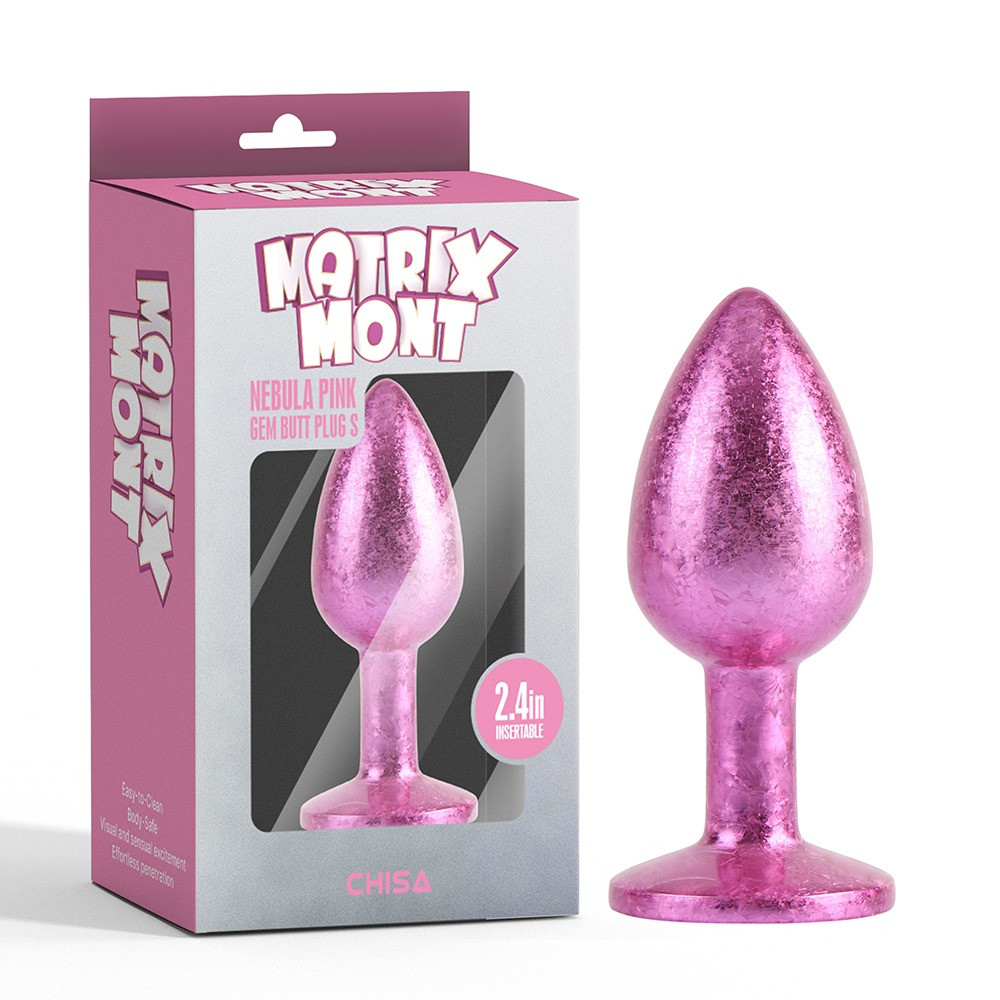 Анальна пробка рожева поталь CHISA MATRIX MONT з рожевим каменем, розмір S