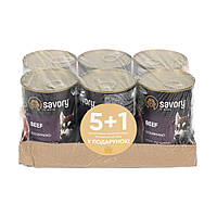 Набор 5+1 Savory Dog Gourmand Beef 400 г (Сейвори) влажный паштет для взрослых собак всех пород с говядиной