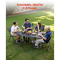 Розсувний стіл для патіо VEVOR, садовий стіл, балконний стіл (80-160 см) з вуглецевої сталі + алюмінію, обідній стіл для