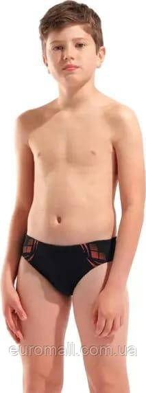 Плавки-сліпи для хлопчиків Arena POSEIDONIA SWIM BRIEFS чорний, кораловий Діт 140 см, фото 1