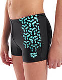 Плавки-шорти для хлопчиків Arena KIKKO V SWIM SHORT GRAPHIC чорний, бірюзовий Діт 152 см, фото 4