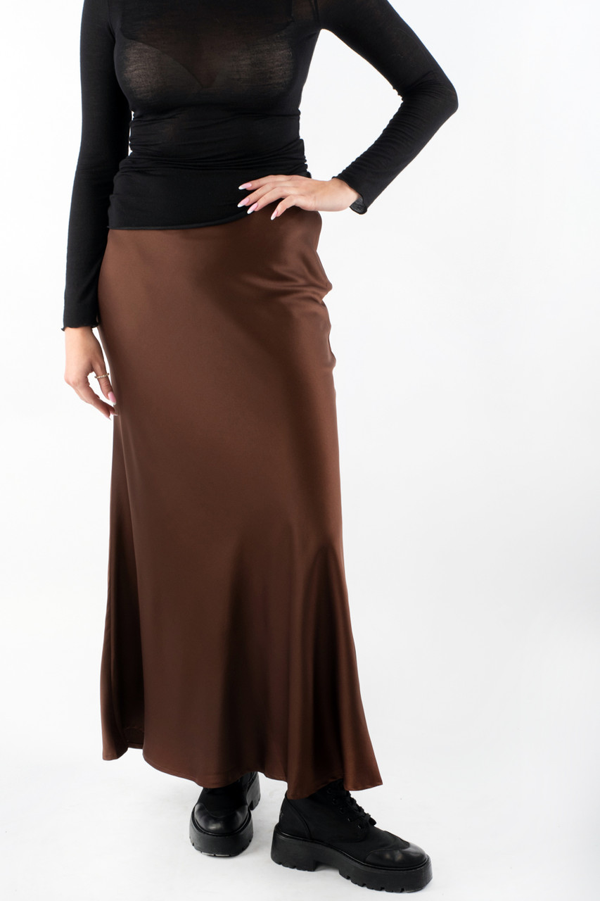 Спідниця максі в білизняному стилі коричнева  89052 (2000000155227), фото 1