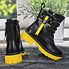 Черевики дитячі для дівчинки Y.TOP чорні з жовтим демісезонні 7008, фото 6