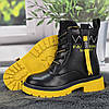 Черевики дитячі для дівчинки Y.TOP чорні з жовтим демісезонні 7008, фото 7