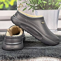 Калоші жіночі без задника Dago Style графітові сабо на хутрі 8143, фото 4