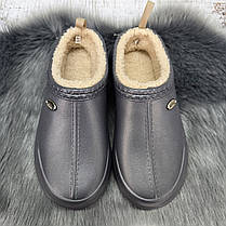 Калоші жіночі без задника Dago Style графітові сабо на хутрі 8143, фото 5