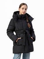 Подовжена зимова куртка-пуховик для дівчат MIRA (152-170р) Чорний