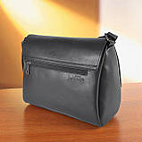 Якісна жіноча сумка крос боді через плече чорна сумочка з плечовим ременем з екошкіри, фото 3
