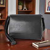 Якісна жіноча сумка крос боді через плече чорна сумочка з плечовим ременем з екошкіри, фото 6