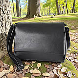 Якісна жіноча сумка крос боді через плече чорна сумочка з плечовим ременем з екошкіри, фото 2