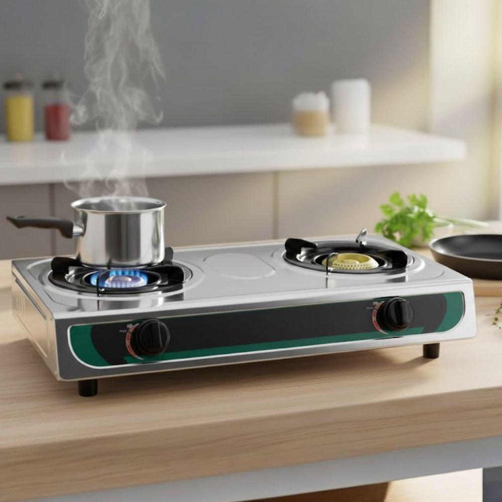 Настільна газова плита Rainberg RB-2233 — 2 конфорки, підключення до балона