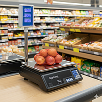 Ваги електронні торгові Rainberg RB-304 зі стійкою та акумулятором, чорний корпус