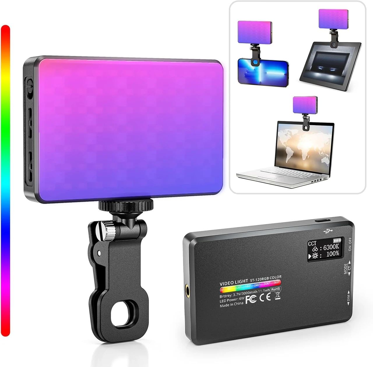 Портативна лампа для відеозйомки LAMP AND 5265 – RGB підсвітка, два режими живлення