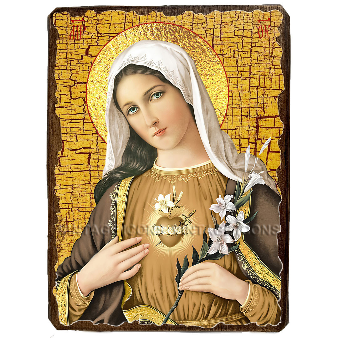 Ікона Непорочне серце Діви Марії ,ікона на дереві 130х170 мм, фото 1