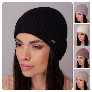 Жіноча шапка ангорова в’язана без підкладки осінь зима м’яка тепла універсальна модель