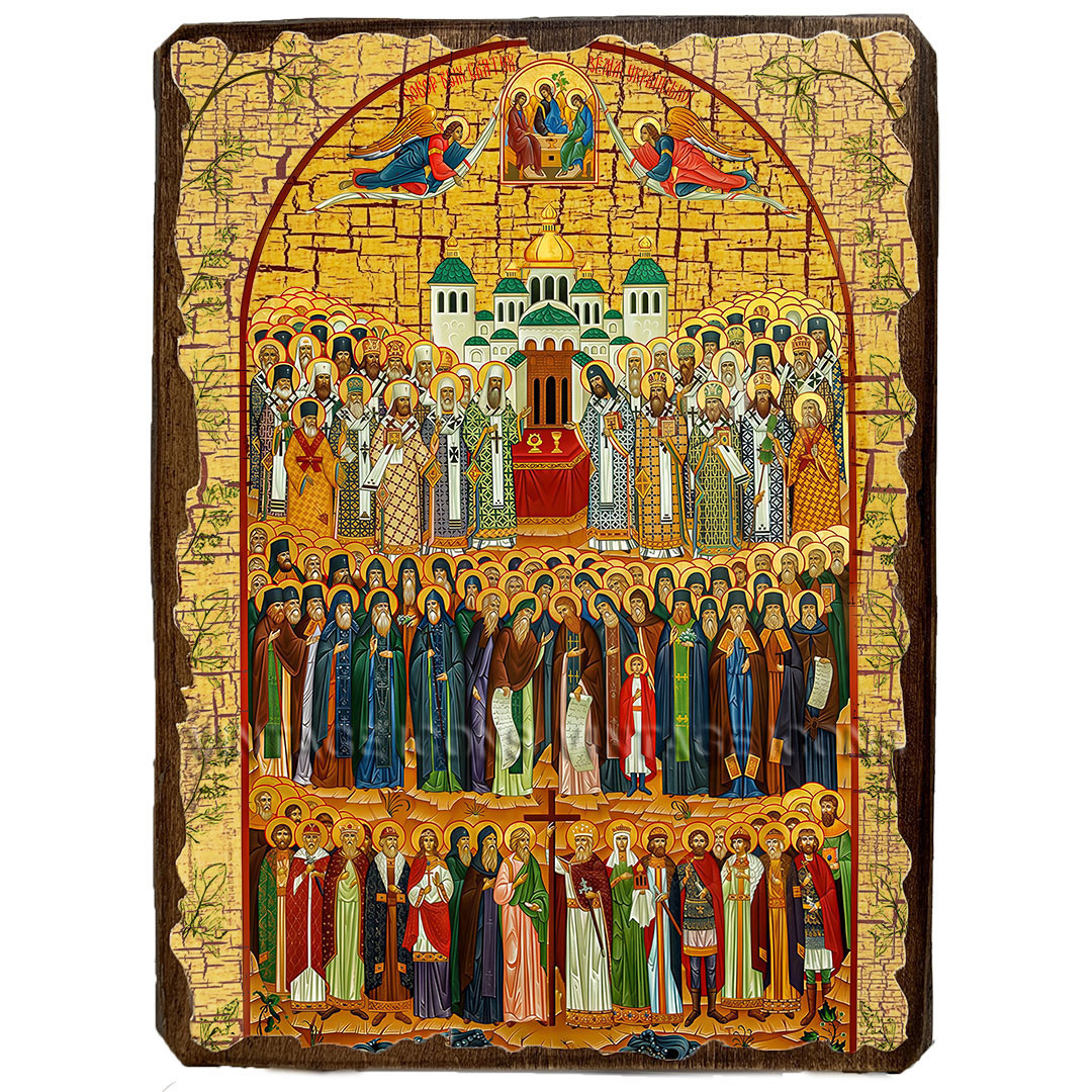 Ікона Собор усіх святих землі української ,ікона на дереві 130х170 мм, фото 1