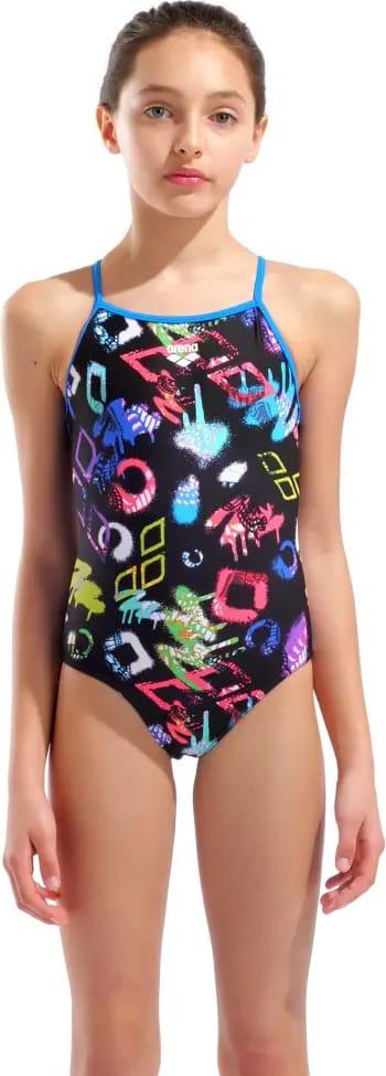 Купальник закритий для дівчат Arena GRAFFITI SWIMSUIT LIGHT DROP B чорний, мультиколор Діт 140 см Акція, знижка