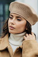 Берет "Віола" із розсипом каменів, колір кемел