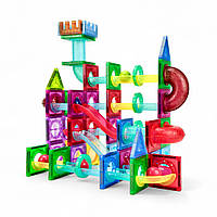 Детский магнитный конструктор 3D горка с шариками на 105 деталей STEM