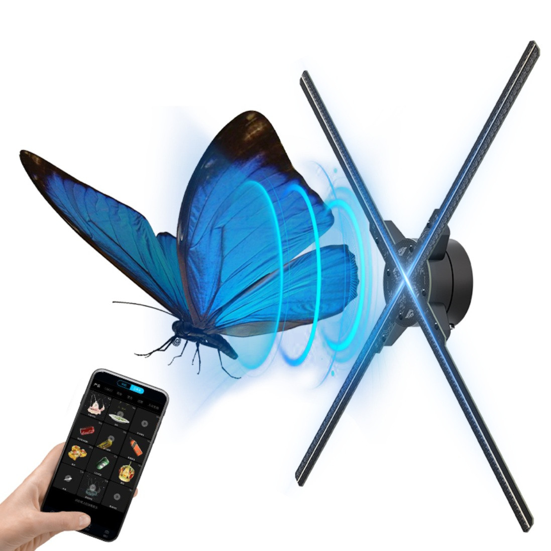 3D голографічний вентилятор проектор 60 см 4 лопаті, фото 1