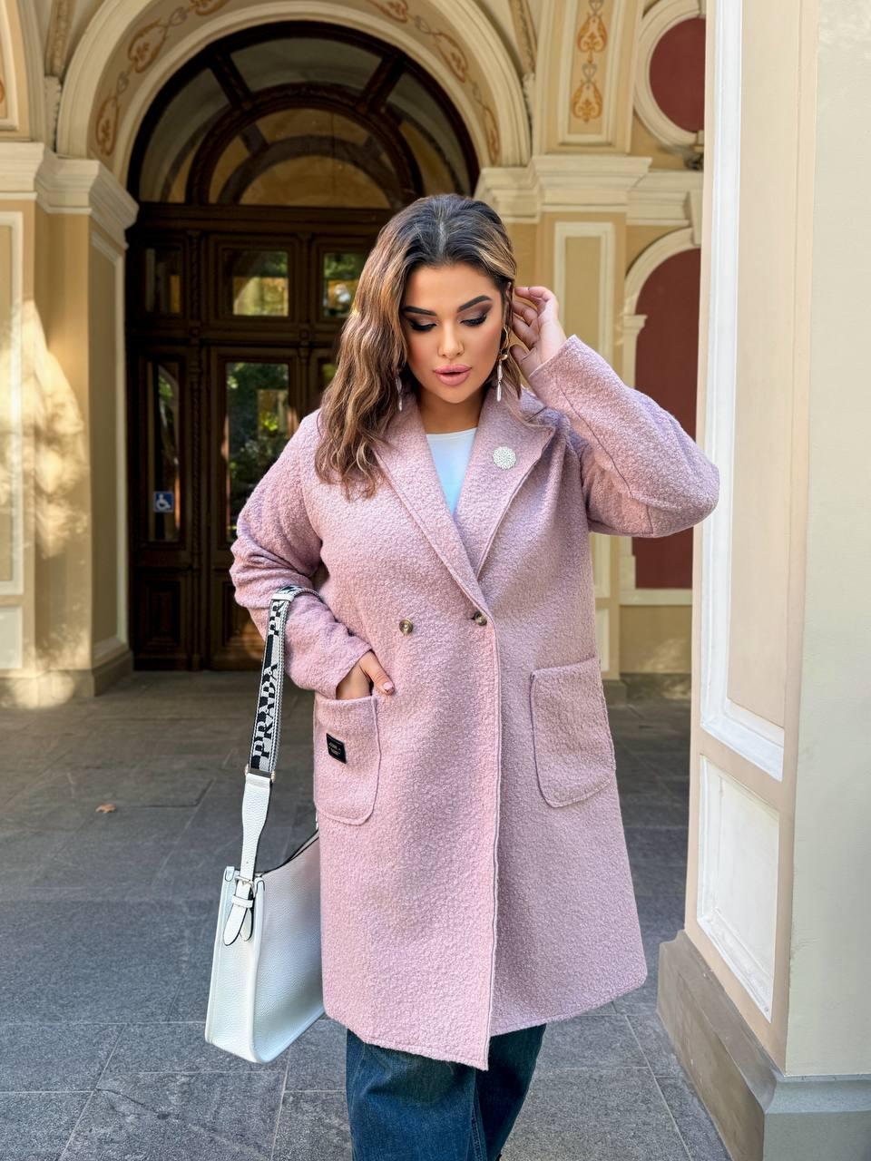 Пальто барашек без підкладу великого розміру Розміри: 46-48, 50-52, 54-56, 58-60, 62-64