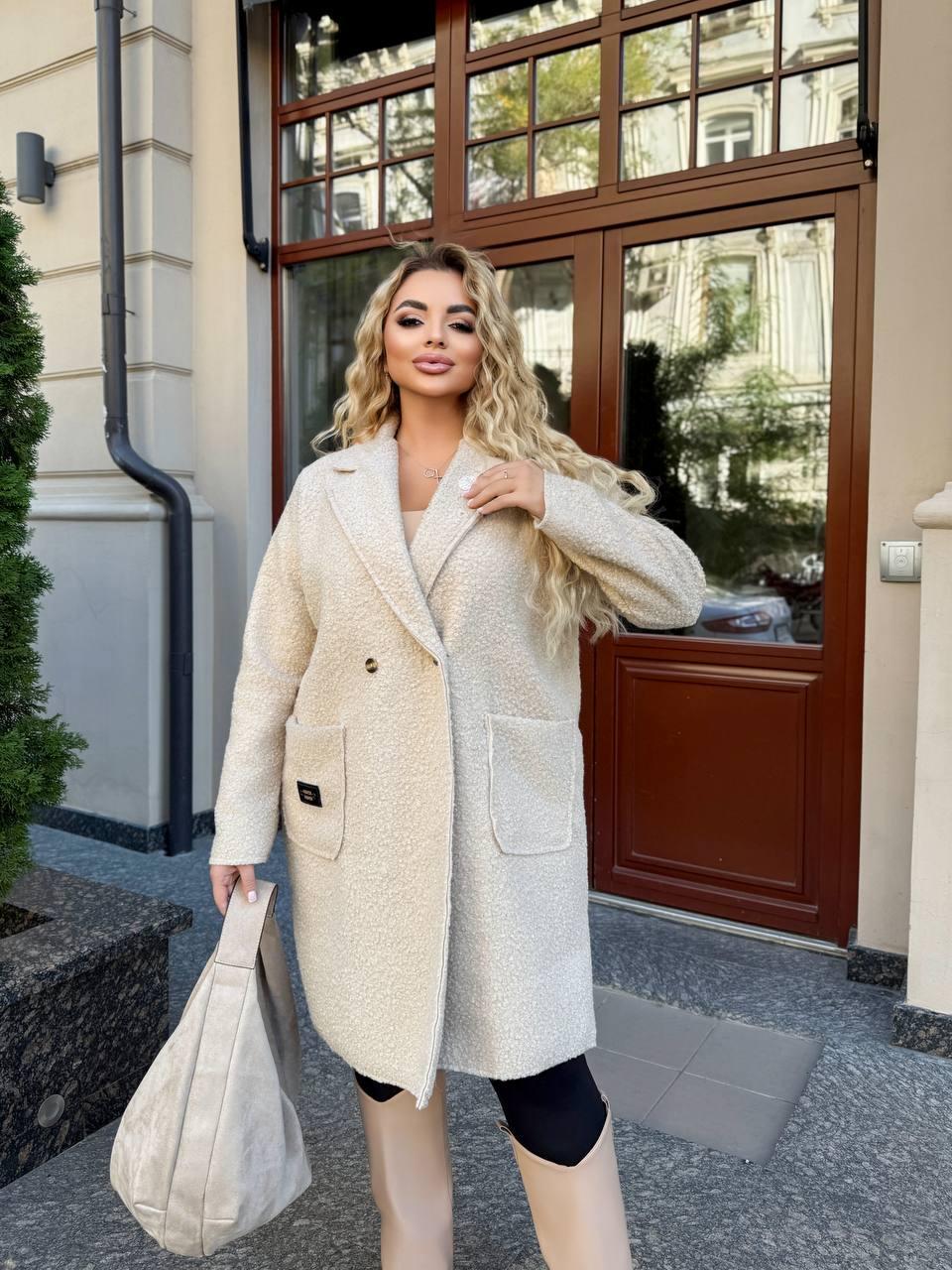 Пальто барашек без підкладу великого розміру Розміри: 46-48, 50-52, 54-56, 58-60, 62-64