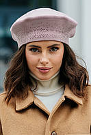 Берет "Віола" із розсипом каменів, колір темна пудра