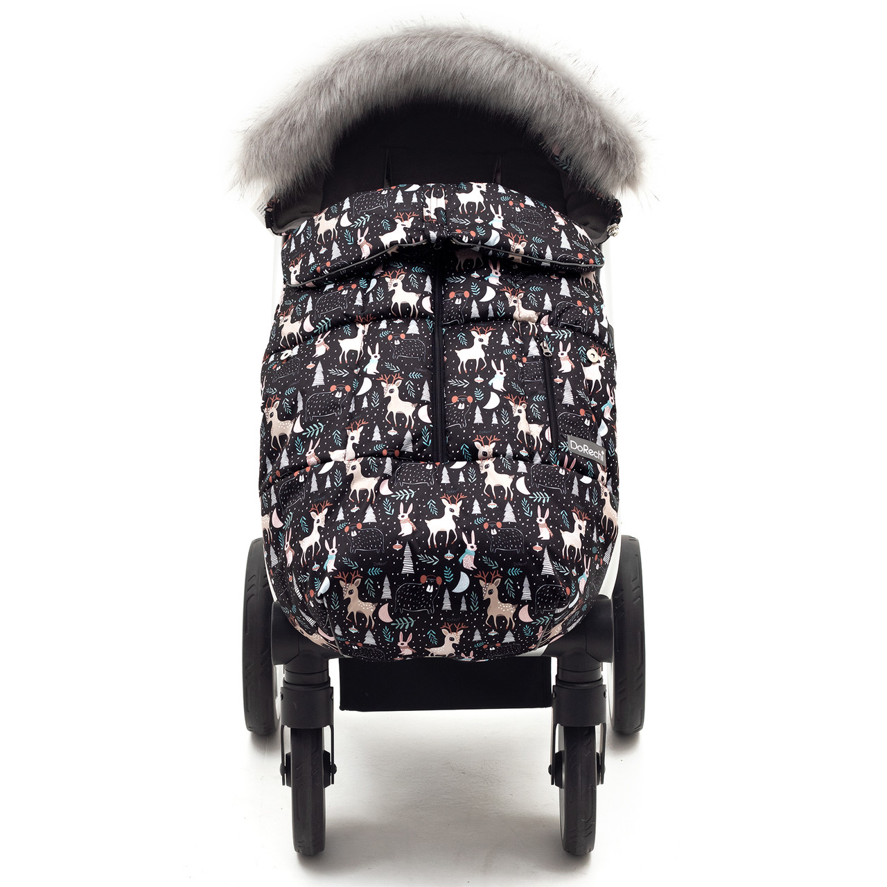 Дитячий зимовий конверт чохол на флісі з утеплювачем у візок коляску Тренд з хутряною опушкою Чарівний ліс, фото 1