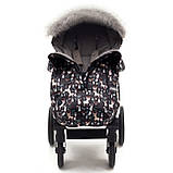 Дитячий зимовий конверт чохол на флісі з утеплювачем у візок коляску Тренд з хутряною опушкою Чарівний ліс, фото 7