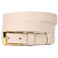 Красивий тонкий шкіряний ремінь для жінок GRANDE PELLE 22949 Молочний