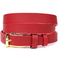 Яскравий тонкий шкіряний ремінь для жінок GRANDE PELLE 22951 Червоний