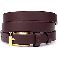 Модний вузький шкіряний ремінь для жінок GRANDE PELLE 22953 Бордовий