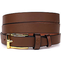 Модний вузький шкіряний ремінь для жінок GRANDE PELLE 22954 Світло-коричневий