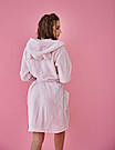 Халат махровий жіночий короткий XS-L ПУДРА/РОЖЕВИЙ 1028, фото 5
