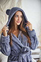 Халат махровий піділітковий ВУШКА XS СІРИЙ 1028