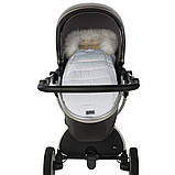 Дитячий зимовий конверт кокон на овчині з утеплювачем у візок коляску від 0 до 10 місяців Тренд Baby XS Синій з опушкою, фото 6