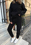 Утеплений спортивний жіночий сірий костюм з кофтою кенгуру, фото 6