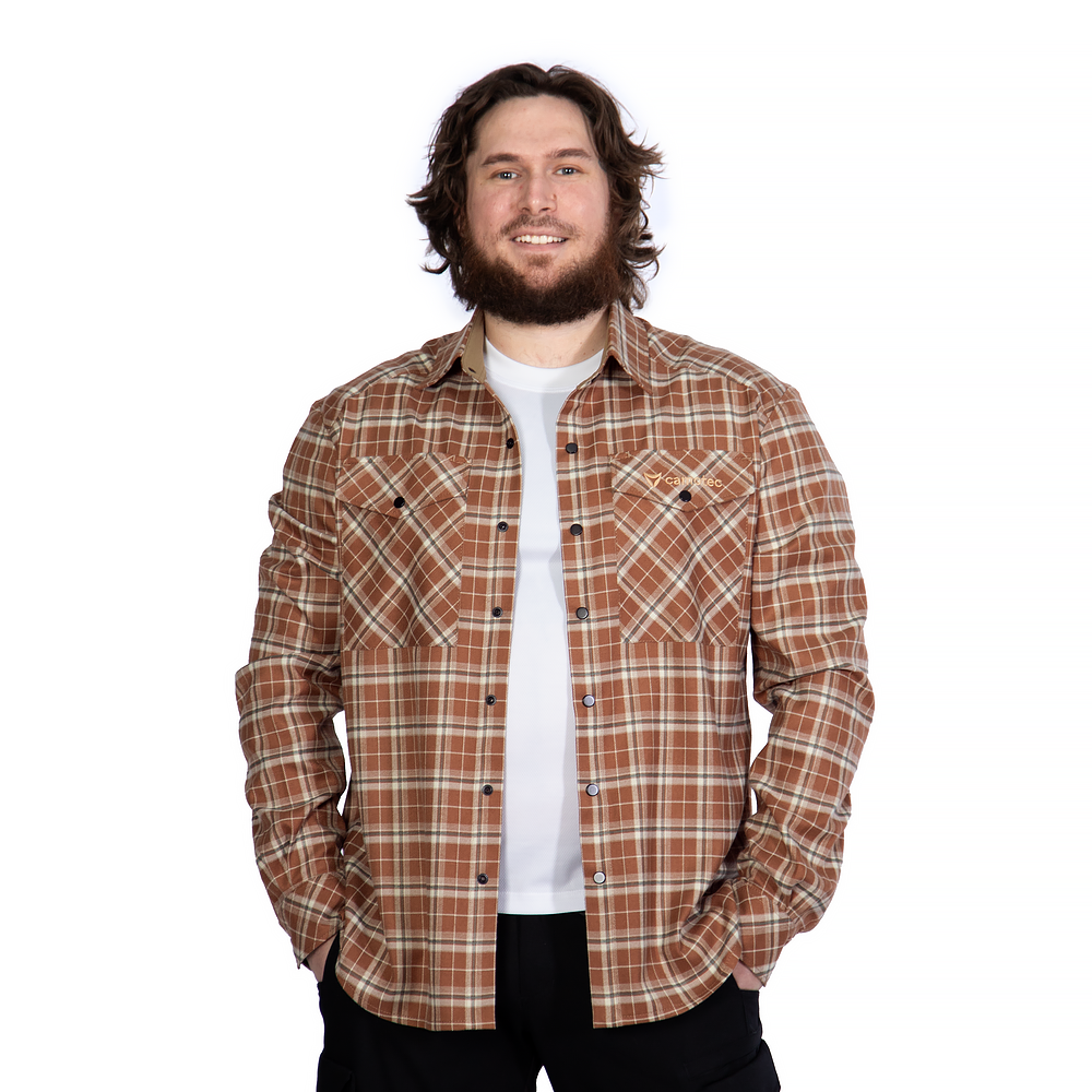 Сорочка «Буревій» (піщаний/білий, логотип Tan) — картата, фото 1