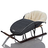 Дитячий зимовий конверт кокон на овчині з утеплювачем у візок коляску від 0 до 10 місяців Тренд Baby XS Сірий з опушкою, фото 4